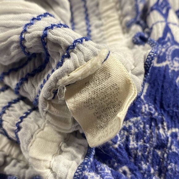 Anthropologie RAGA Off Shoulder‎ Boho Pompom Romper Blue XS - Picture 12 of 13